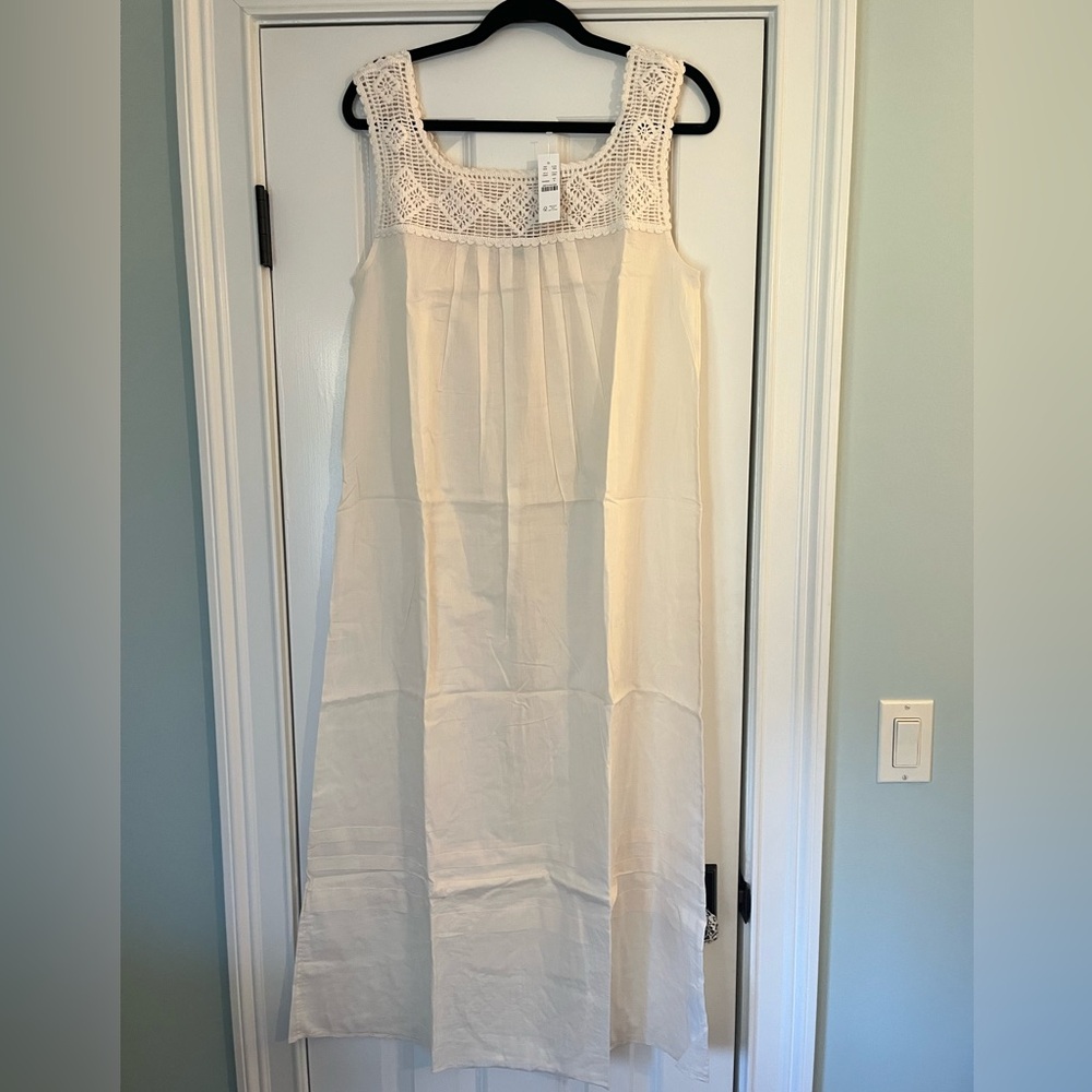 J. Crew Cream Crochet Trim Midi Dress Style C1285 Size Small - Picture 3 of 13